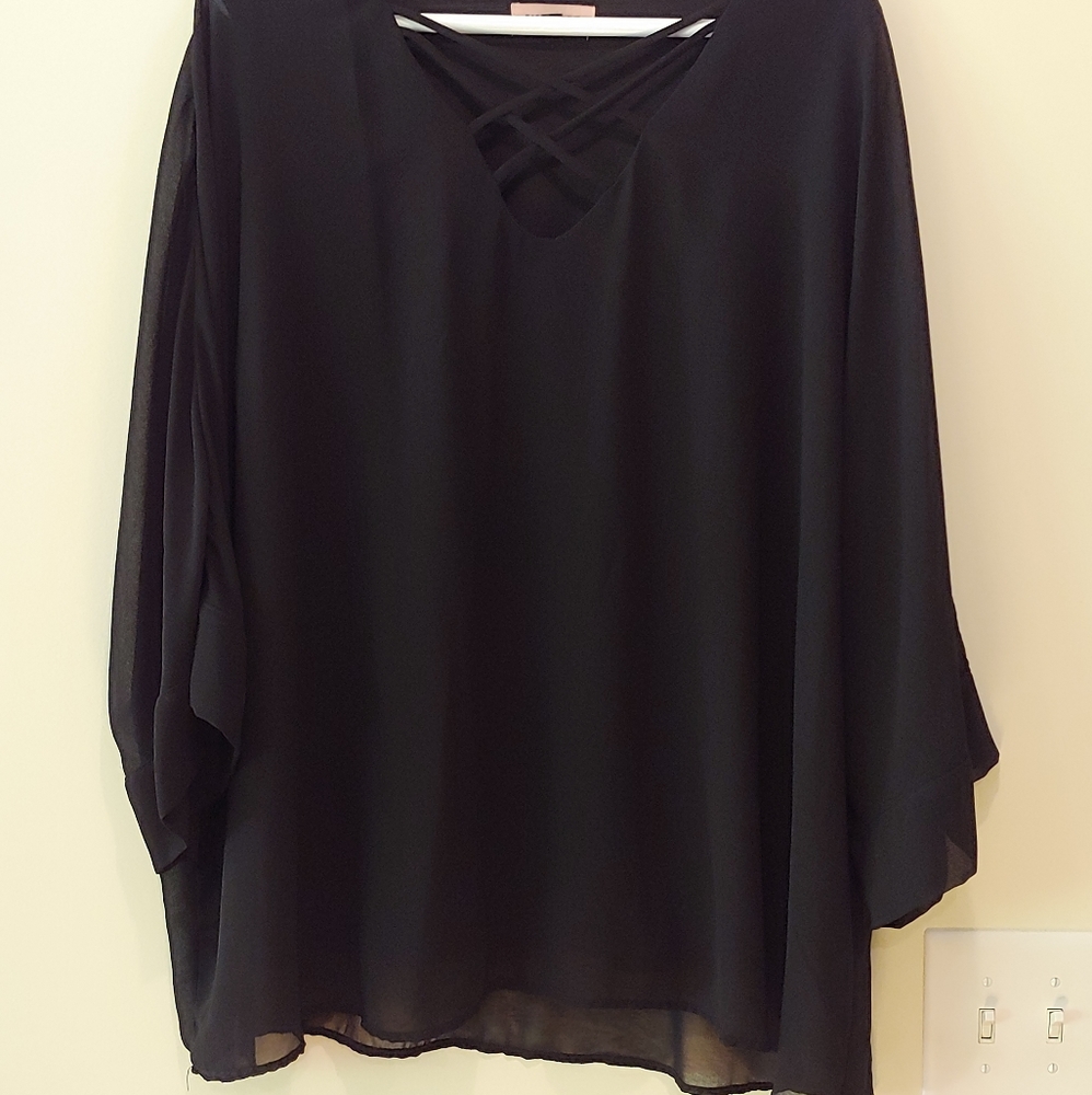Black blouse sheer layer 3x